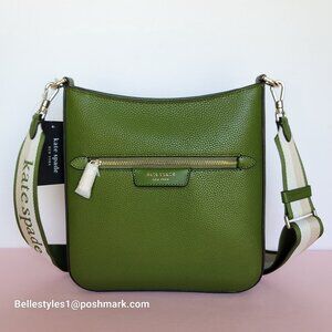 KATE SPADE Hudson Pebbled Leather Small Messenger Crossbody-Jungle Vine ⭐